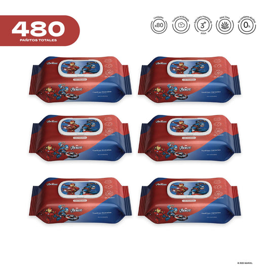Pack x 6 Pañitos Húmedos Marvel Avengers