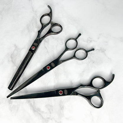 Set De Tijera Lisa + Tijera Entre sacadora + Tijera Micro-dentada 7" Con Estuche CMS Cosmos