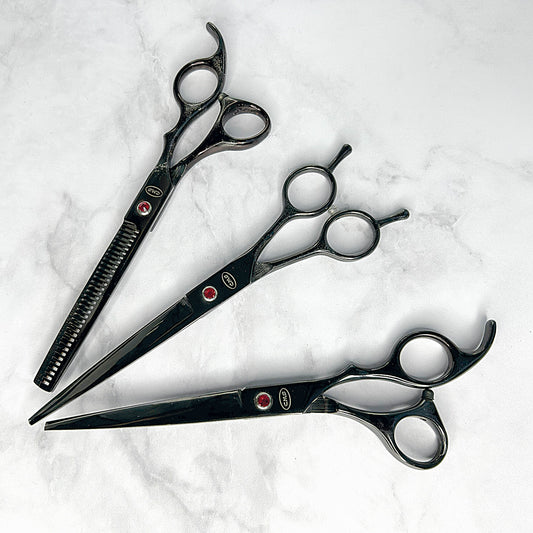 Set De Tijera Lisa + Tijera Entre sacadora + Tijera Micro-dentada 7" Con Estuche CMS Cosmos